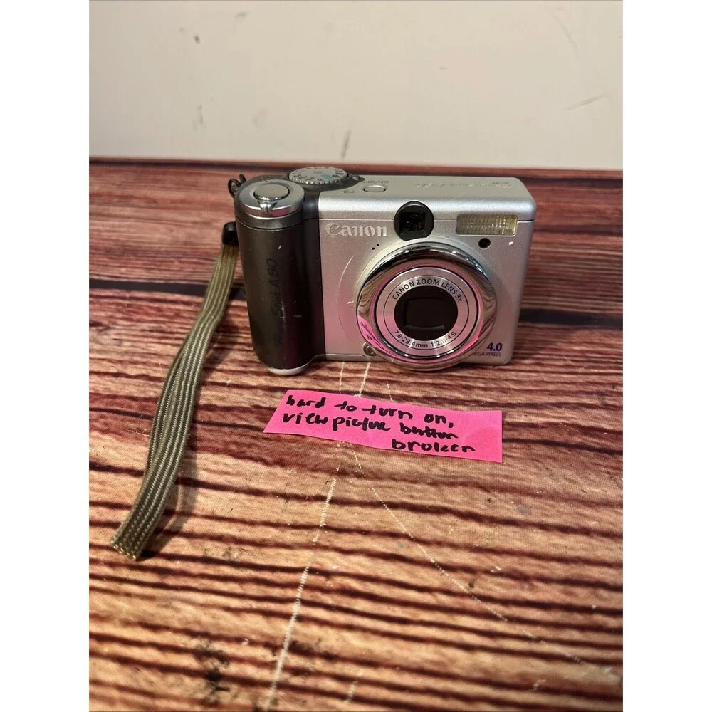 Canon PowerShot A80 4.0 MP Silver Digital Camera - For PARTS